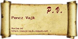 Pencz Vajk névjegykártya